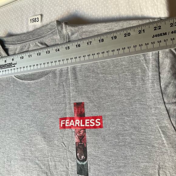 Weekend Warrior Men’s Short Sleeve T-shirt size 3XL, Gray, Fearless Psalms 27:1 - Picture 2 of 8